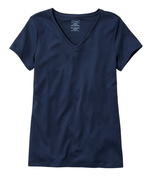 Women's Pima Cotton Shaped V-Neck, Short-Sleeve / L.L.Bean
