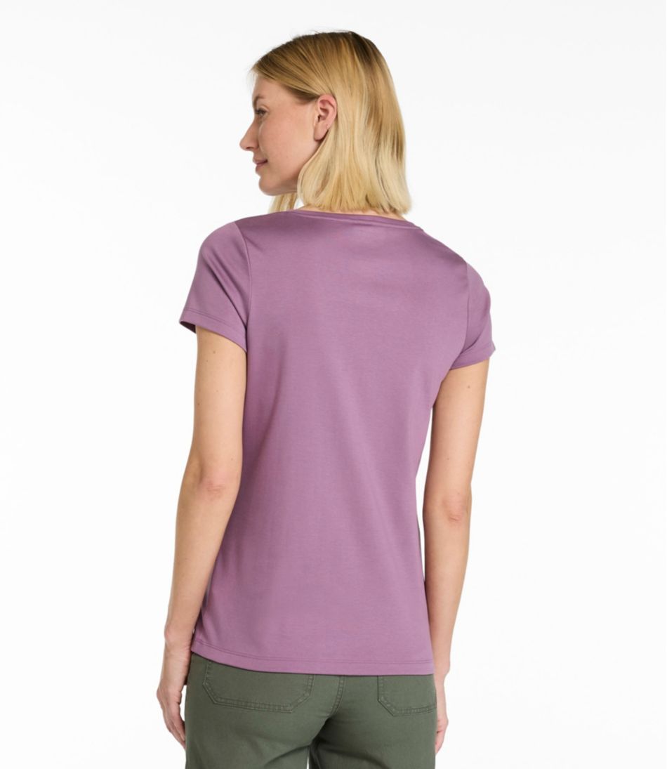 Women's Pima Cotton Shaped V-Neck, Short-Sleeve / L.L.Bean