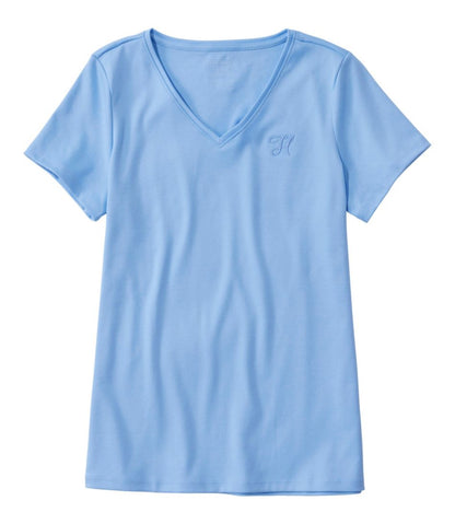 Women's Pima Cotton Shaped V-Neck, Short-Sleeve / L.L.Bean
