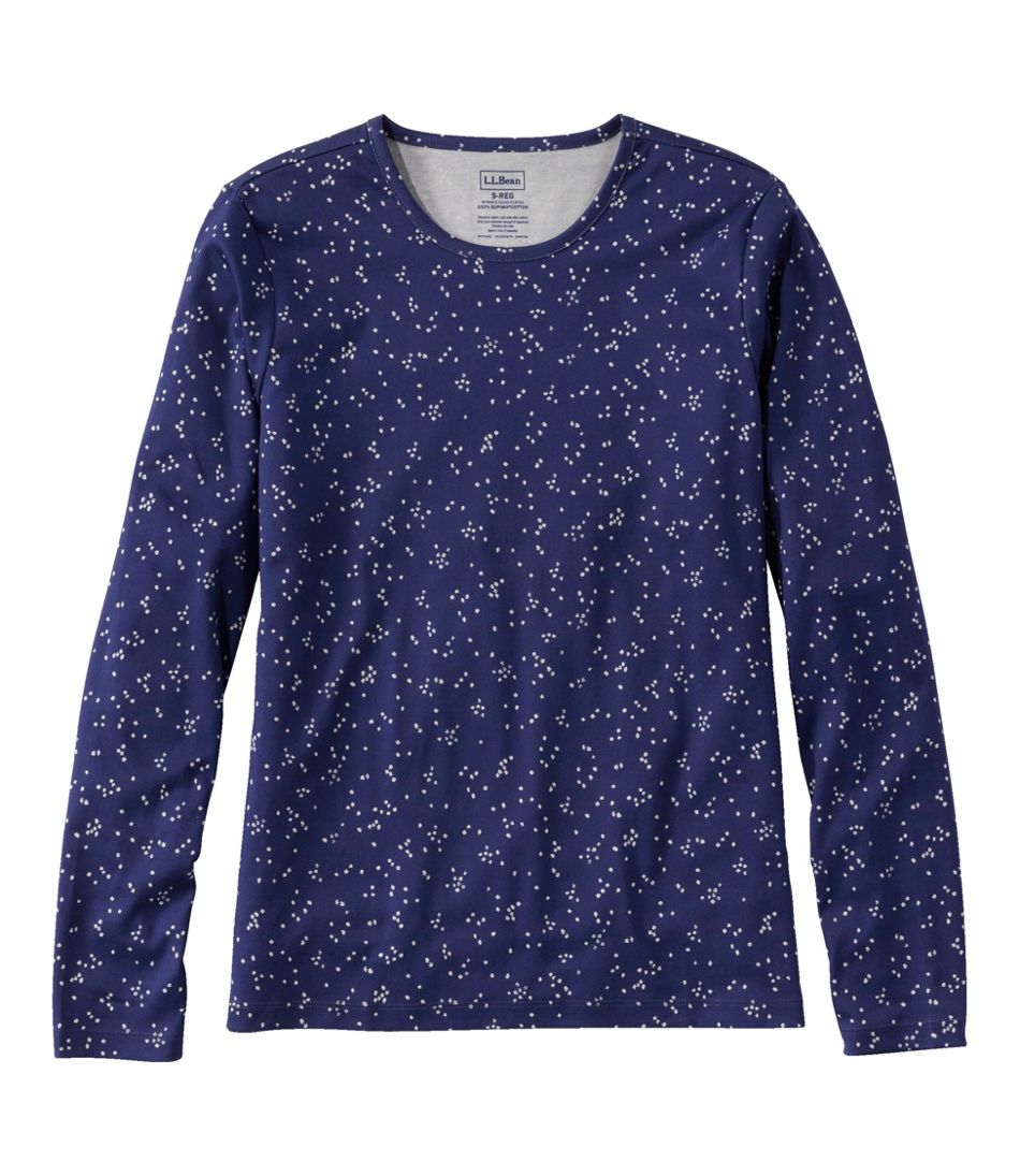 Women's Pima Cotton Tee, Long-Sleeve Crewneck Print / L.L.Bean