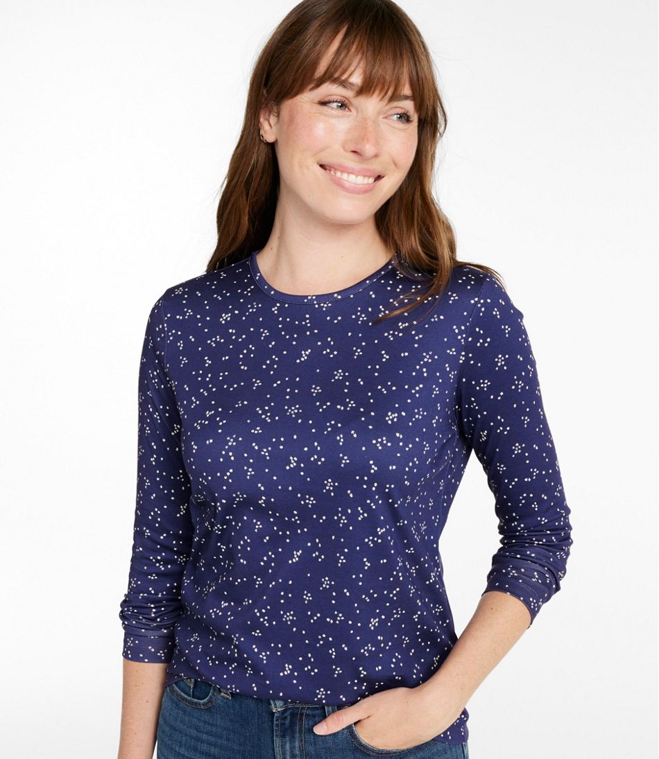 Women's Pima Cotton Tee, Long-Sleeve Crewneck Print / L.L.Bean