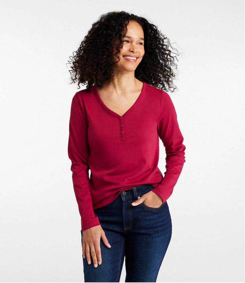 Women's V-Neck Henley, Long-Sleeve / L.L.Bean