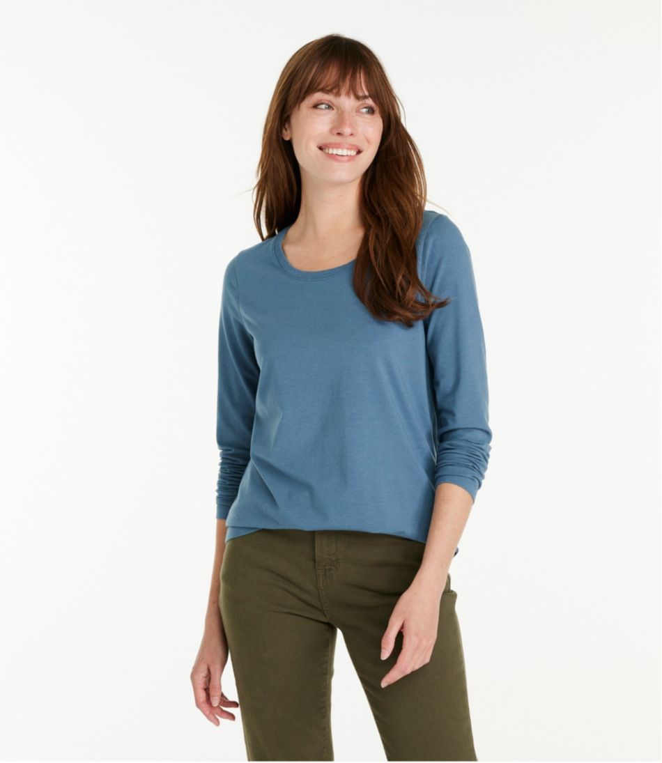 Women's Soft Stretch Supima-Blend Tee, Scoopneck Long-Sleeve / L.L.Bean