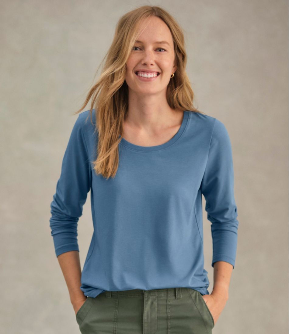 Women's Soft Stretch Supima-Blend Tee, Scoopneck Long-Sleeve / L.L.Bean