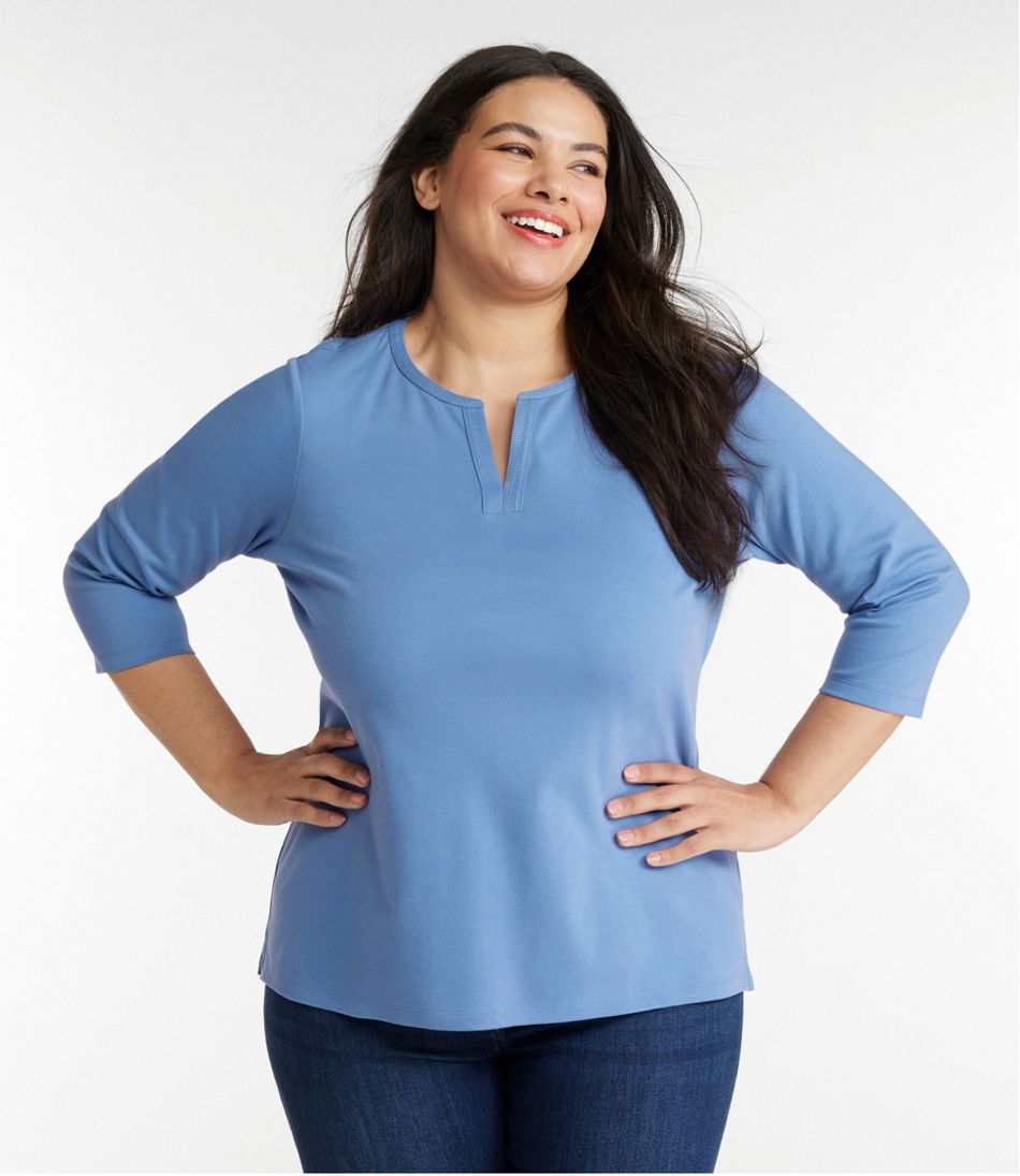 Women's Tee, Three-Quarter-Sleeve Splitneck Tunic / L.L.Bean