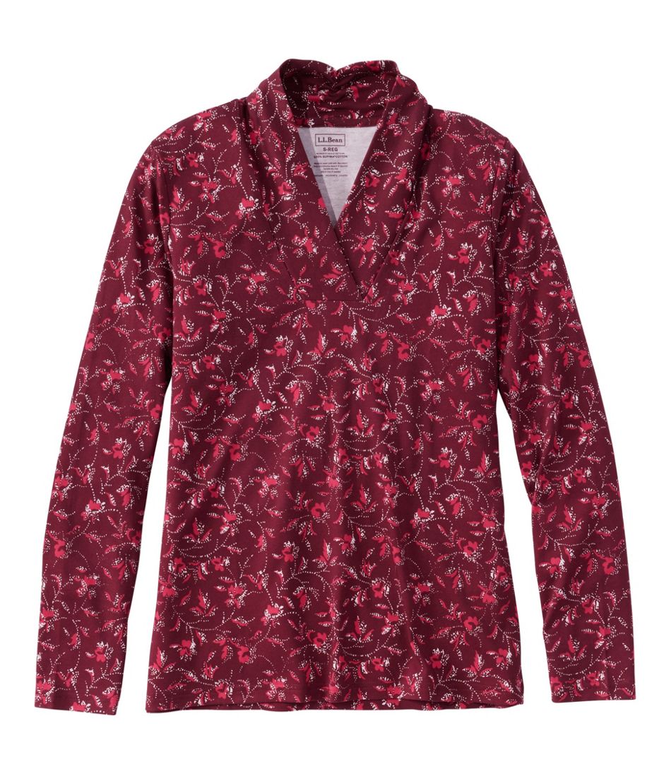 Women's Pima Cotton Tee, Shawl Long-Sleeve Print / L.L.Bean