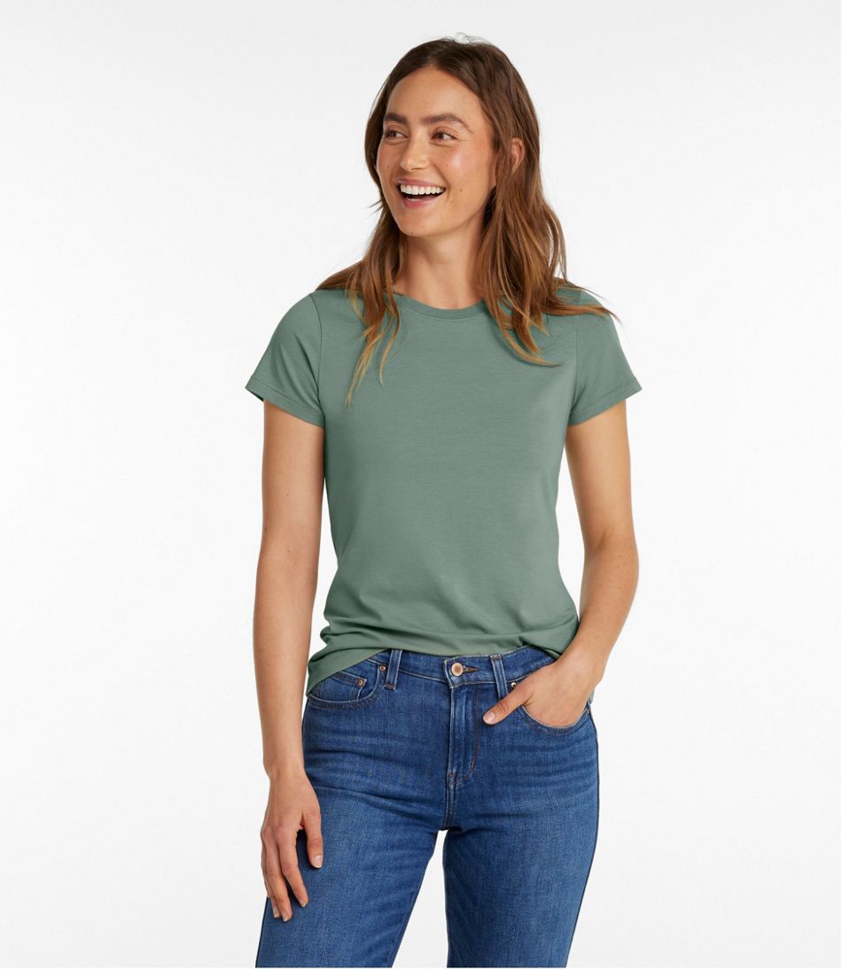 Women's Soft Stretch Supima-Blend Tee, Crewneck Short-Sleeve / L.L.Bean