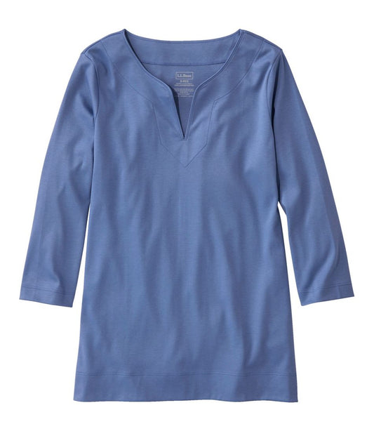 Women's Pima Cotton Tunic, Three-Quarter-Sleeve Splitneck / L.L.Bean