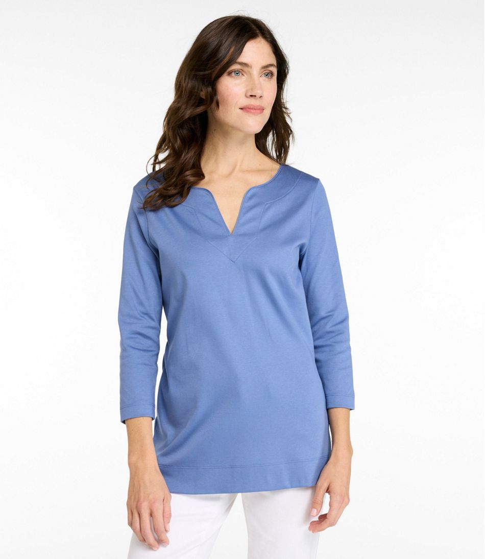 Women's Pima Cotton Tunic, Three-Quarter-Sleeve Splitneck / L.L.Bean