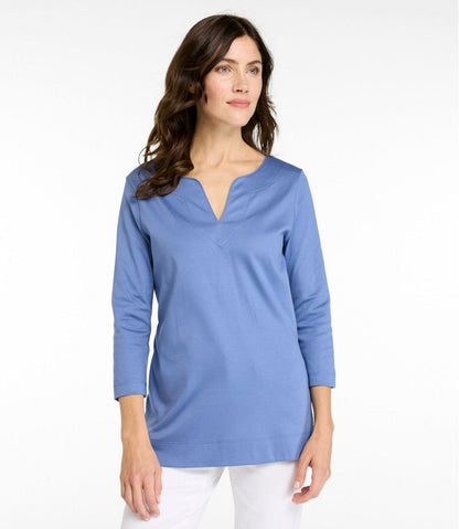 Women's Pima Cotton Tunic, Three-Quarter-Sleeve Splitneck / L.L.Bean