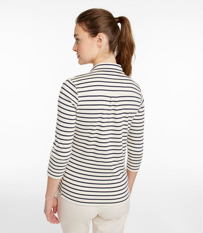Women's Pima Cotton Tee, Three-Quarter-Sleeve Polo Stripe / L.L.Bean