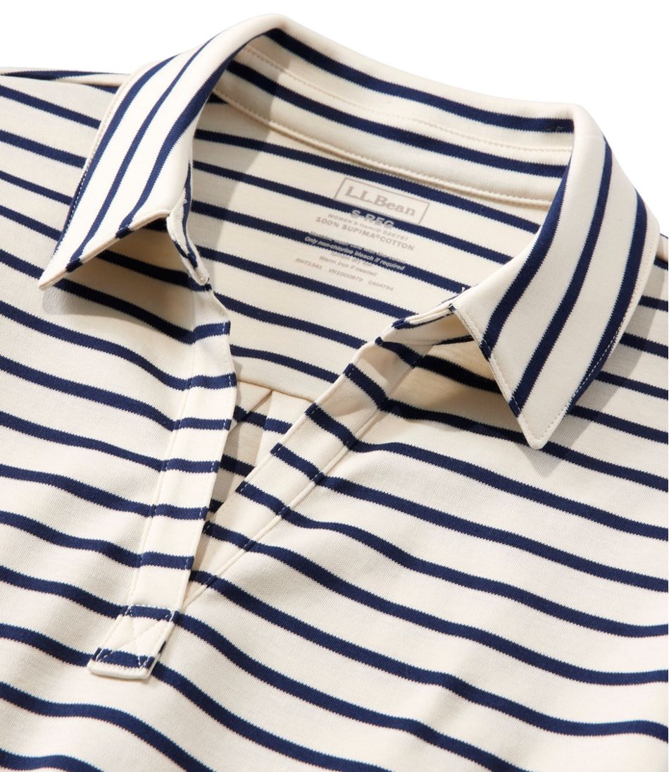 Women's Pima Cotton Tee, Three-Quarter-Sleeve Polo Stripe / L.L.Bean