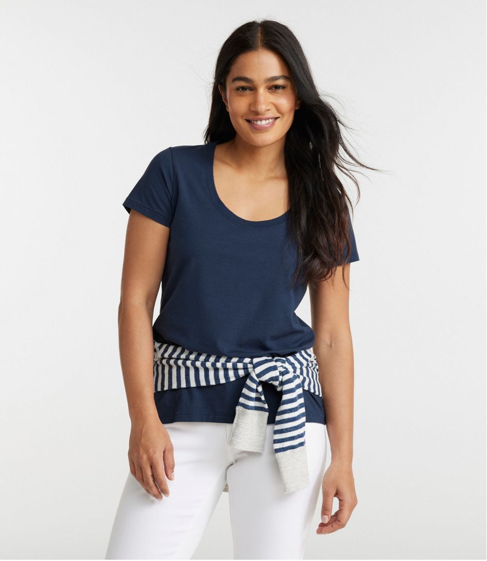 Women's Soft Stretch Supima-Blend Tee, Scoopneck Short-Sleeve / L.L.Bean