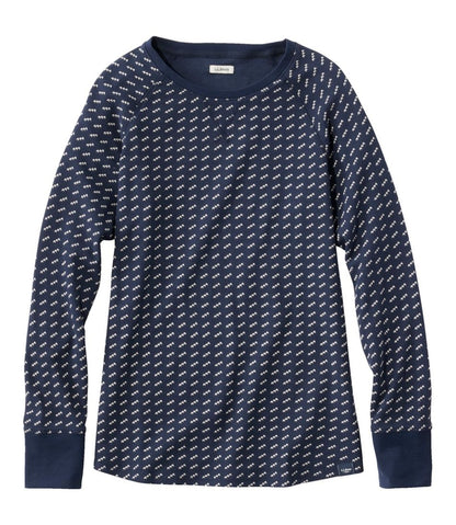 Women's Unshrinkable Mini-Waffle Tee, Long-Sleeve Crewneck Stripe / L.L.Bean