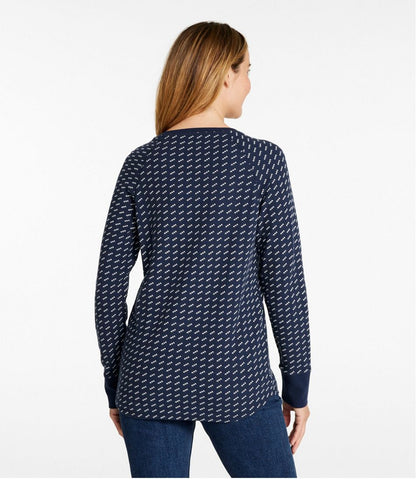 Women's Unshrinkable Mini-Waffle Tee, Long-Sleeve Crewneck Stripe / L.L.Bean