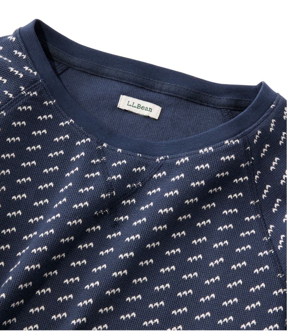 Women's Unshrinkable Mini-Waffle Tee, Long-Sleeve Crewneck Stripe / L.L.Bean