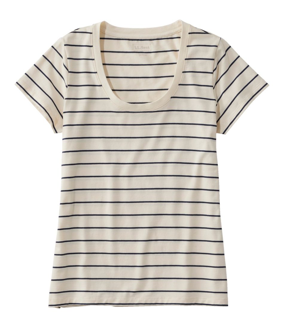 Women's Soft Stretch Supima-Blend Tee, Scoopneck Short-Sleeve Stripe / L.L.Bean