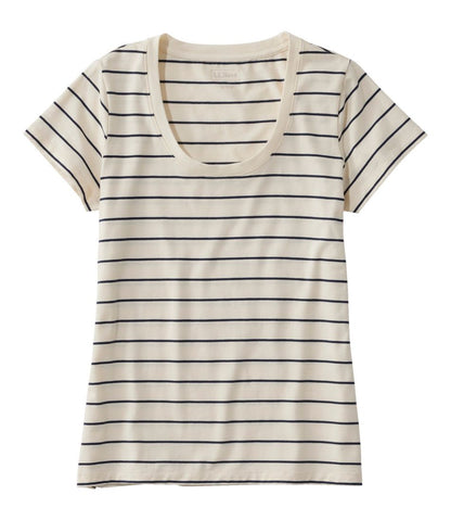 Women's Soft Stretch Supima-Blend Tee, Scoopneck Short-Sleeve Stripe / L.L.Bean