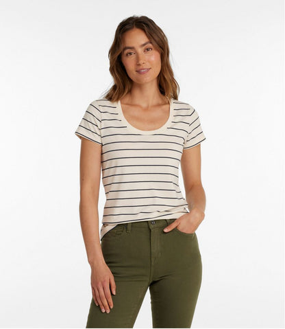 Women's Soft Stretch Supima-Blend Tee, Scoopneck Short-Sleeve Stripe / L.L.Bean