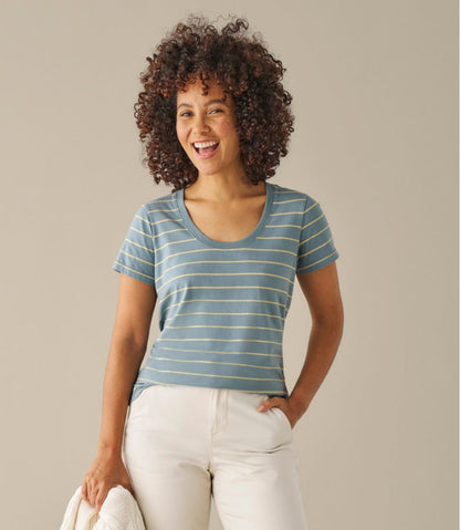 Women's Soft Stretch Supima-Blend Tee, Scoopneck Short-Sleeve Stripe / L.L.Bean