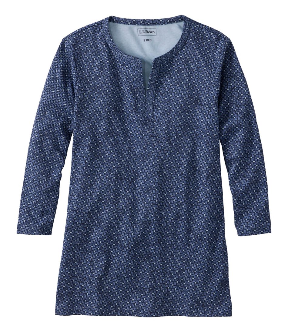 Women's Tee, Three-Quarter-Sleeve Splitneck Tunic Print / L.L.Bean