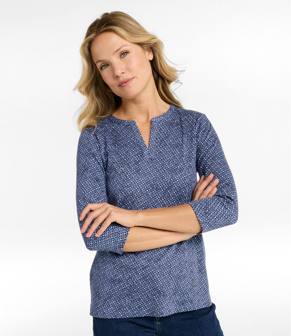 Women's Tee, Three-Quarter-Sleeve Splitneck Tunic Print / L.L.Bean