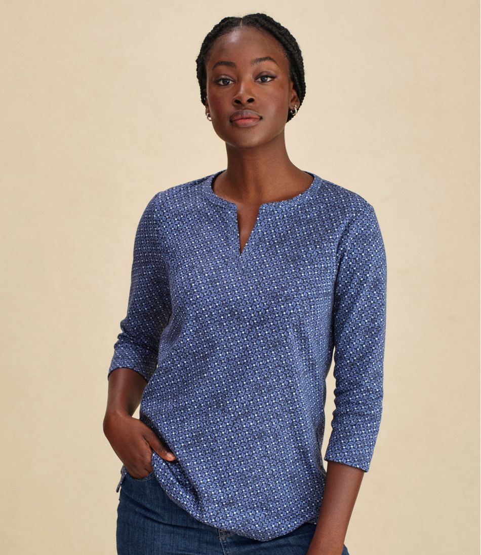 Women's Tee, Three-Quarter-Sleeve Splitneck Tunic Print / L.L.Bean