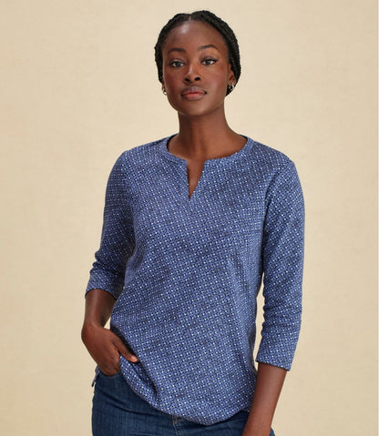 Women's Tee, Three-Quarter-Sleeve Splitneck Tunic Print / L.L.Bean