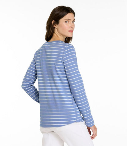 Women's V-Neck Henley, Long-Sleeve Stripe / L.L.Bean