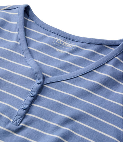 Women's V-Neck Henley, Long-Sleeve Stripe / L.L.Bean