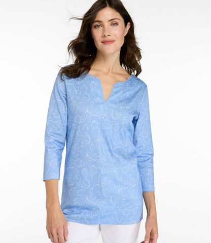 Women's Pima Cotton Tunic, Three-Quarter-Sleeve Splitneck Print / L.L.Bean
