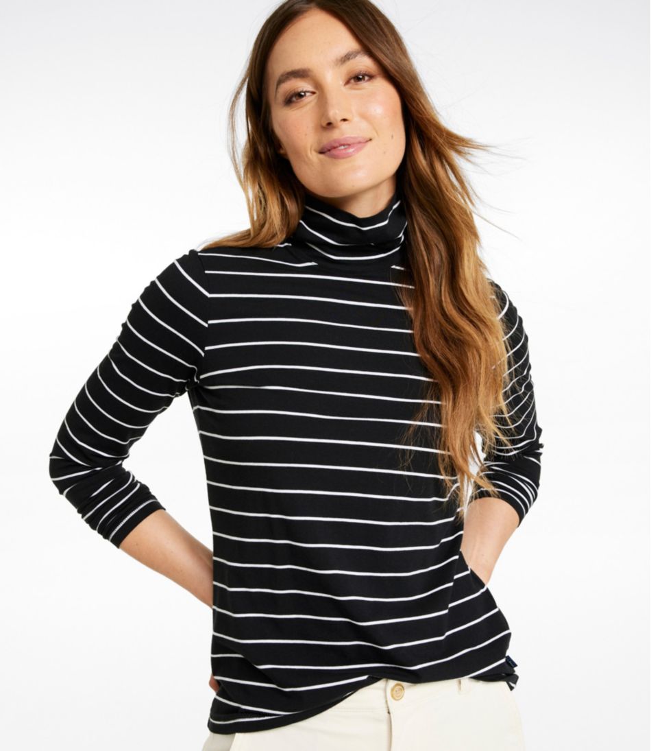Women's Soft Stretch Supima-Blend Tee, Turtleneck Stripe / L.L.Bean