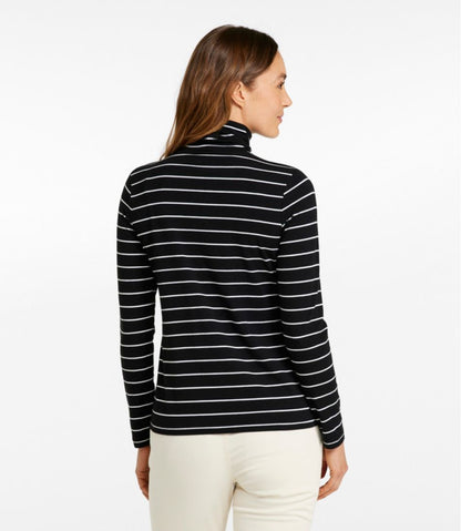 Women's Soft Stretch Supima-Blend Tee, Turtleneck Stripe / L.L.Bean