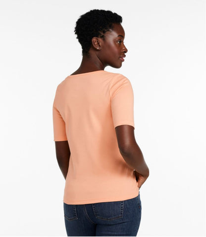 Women's Pima Cotton Tee, Soft Squareneck Elbow-Sleeve / L.L.Bean