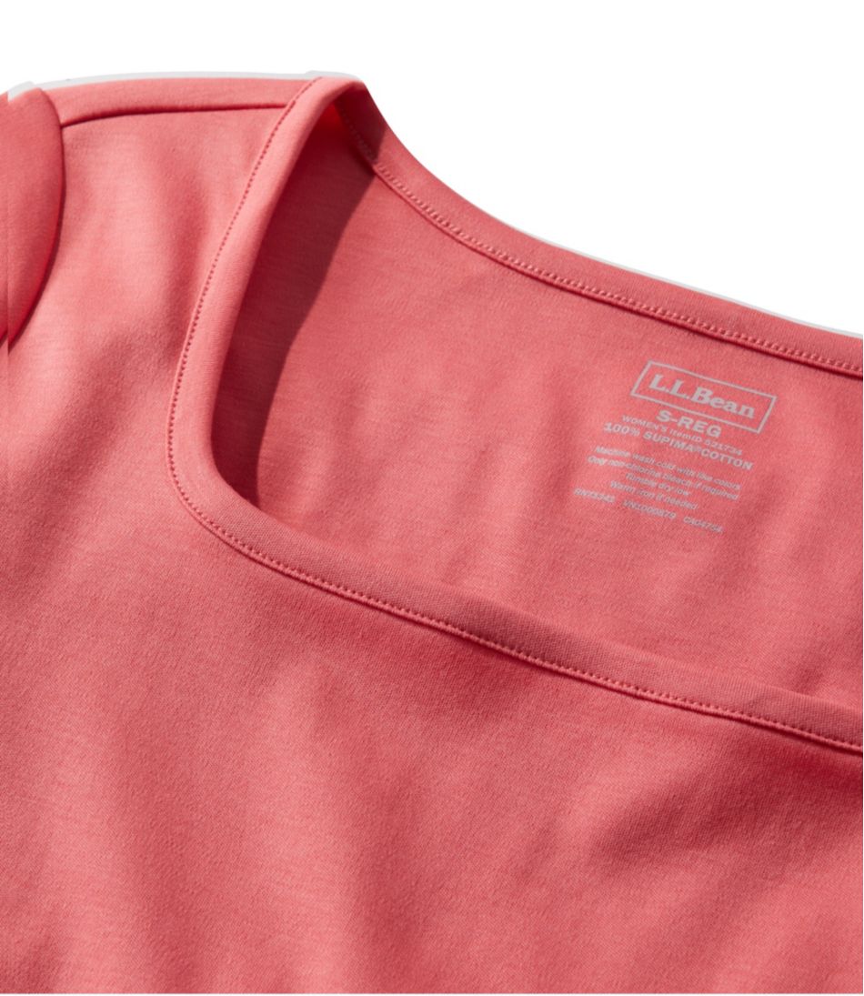 Women's Pima Cotton Tee, Soft Squareneck Elbow-Sleeve / L.L.Bean