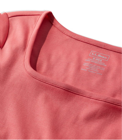 Women's Pima Cotton Tee, Soft Squareneck Elbow-Sleeve / L.L.Bean