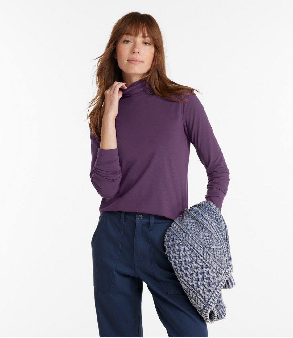 Women's Soft Stretch Supima-Blend Tee, Turtleneck / L.L.Bean