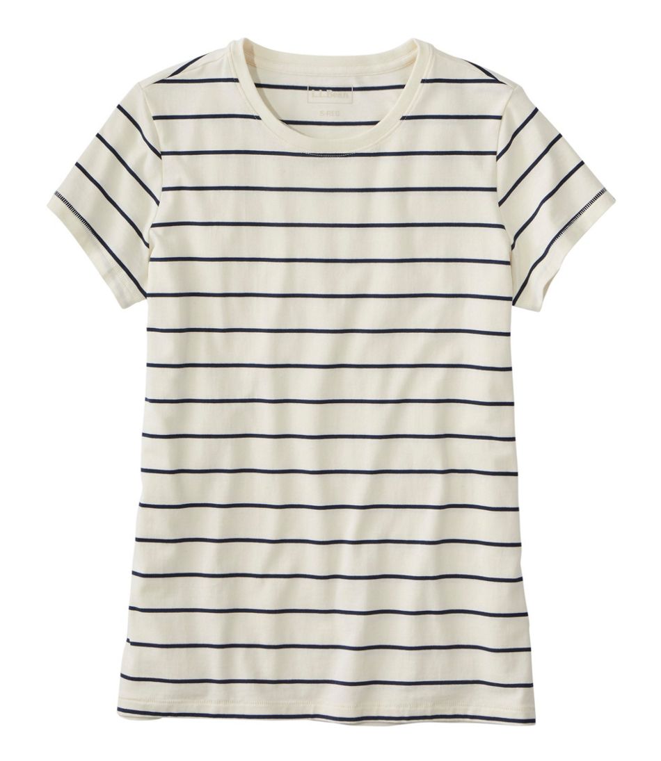 Women's Soft Stretch Supima-Blend Tee, Crewneck Short-Sleeve Striped / L.L.Bean
