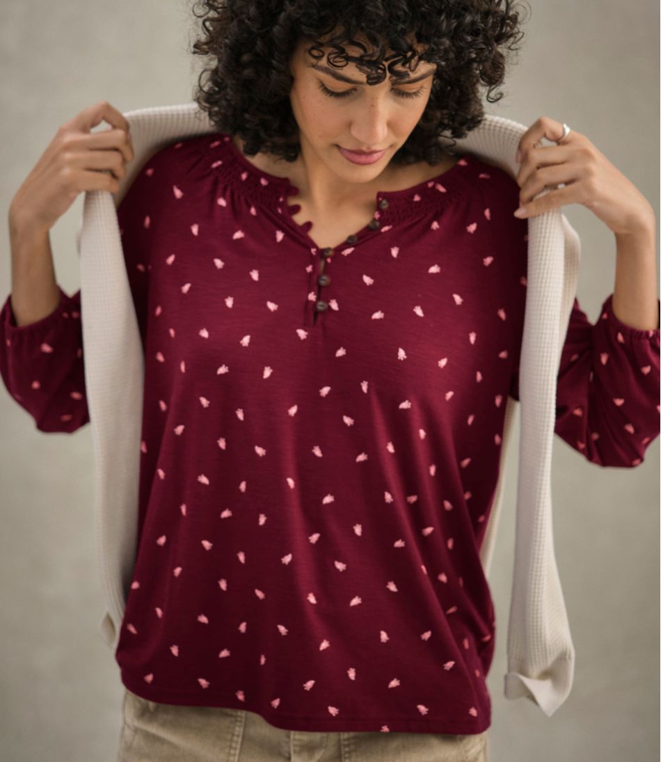 Women's Camden Hills Tee, Three-Quarter-Sleeve Print / L.L.Bean