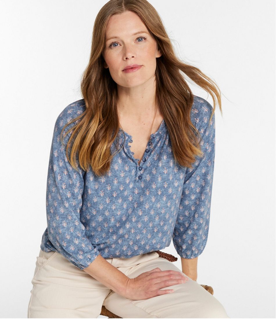 Women's Camden Hills Tee, Three-Quarter-Sleeve Print / L.L.Bean