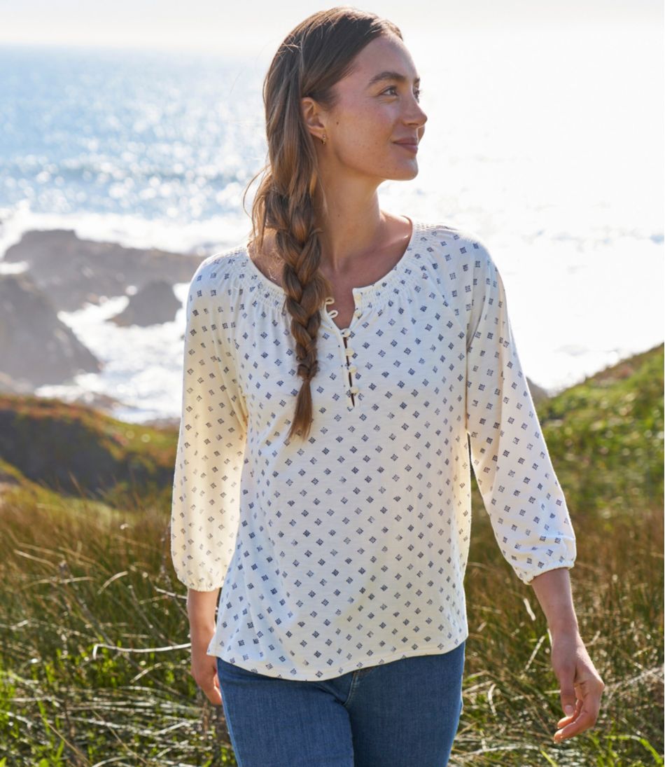 Women's Camden Hills Tee, Three-Quarter-Sleeve Print / L.L.Bean