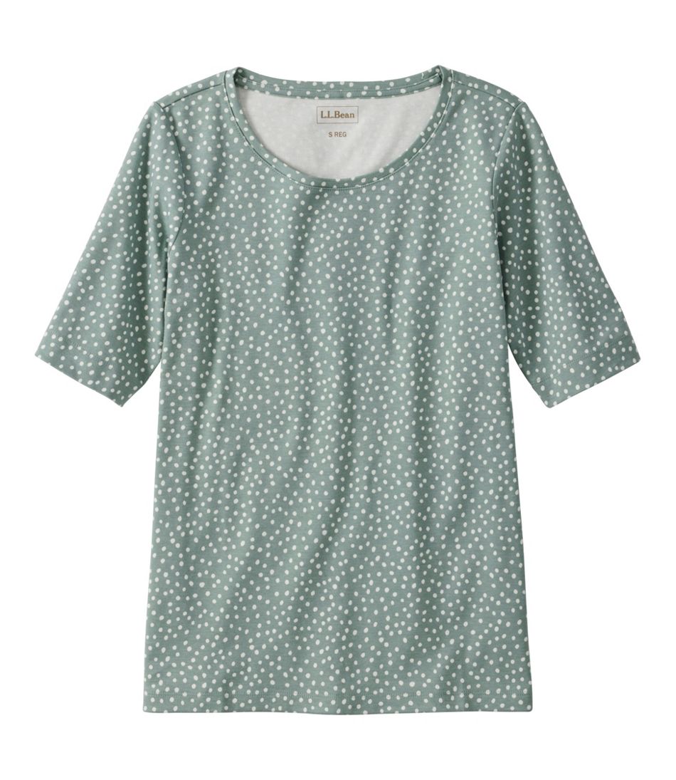 Women's Jewelneck Tee, Elbow-Sleeve Print / L.L.Bean