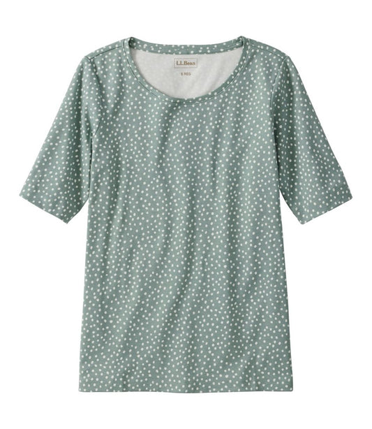 Women's Jewelneck Tee, Elbow-Sleeve Print / L.L.Bean