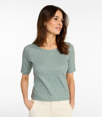 Women's Jewelneck Tee, Elbow-Sleeve Print / L.L.Bean