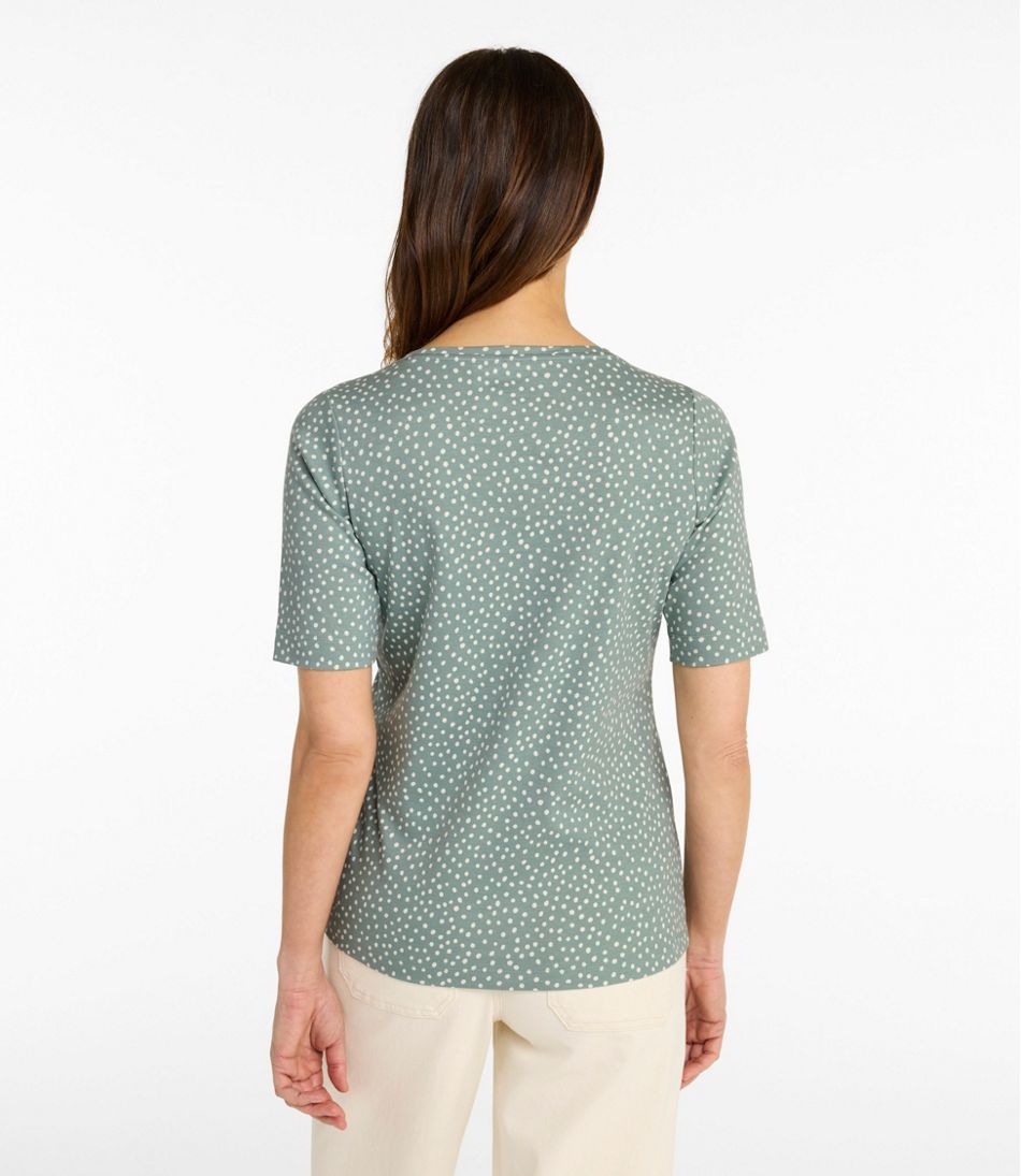 Women's Jewelneck Tee, Elbow-Sleeve Print / L.L.Bean