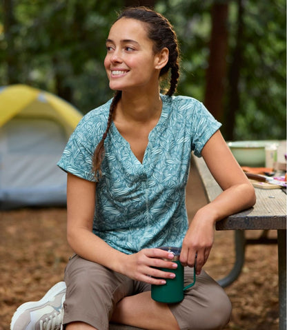 Women's Streamside Tee, Short-Sleeve Splitneck Print / L.L.Bean