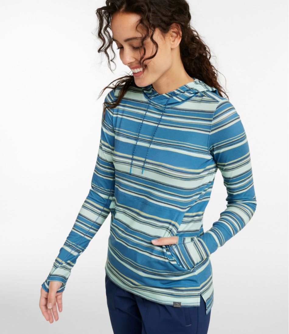 Women's Everyday SunSmart® Hooded Pullover, Long-Sleeve Stripe / L.L.Bean