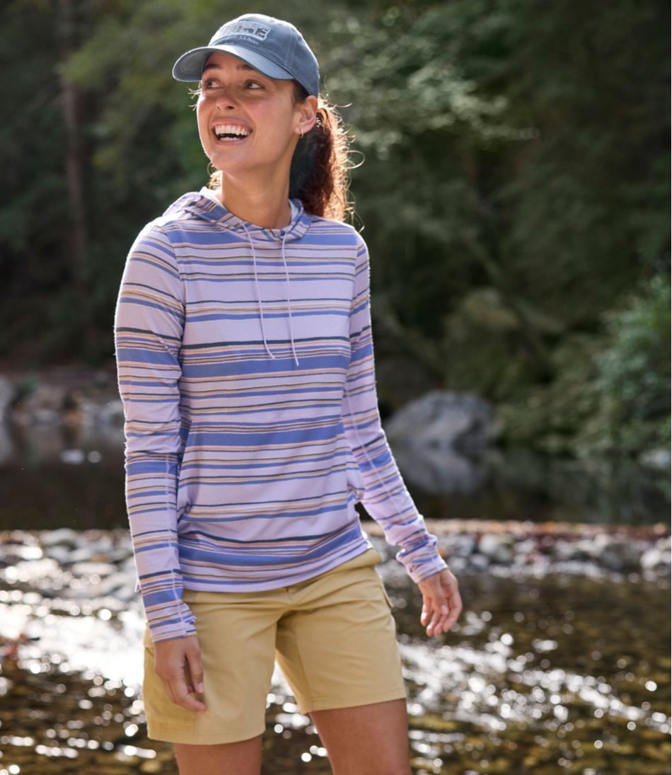 Women's Everyday SunSmart® Hooded Pullover, Long-Sleeve Stripe / L.L.Bean