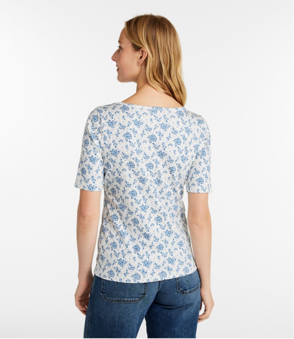 Women's Pima Cotton Tee, Soft Squareneck Elbow-Sleeve / L.L.Bean