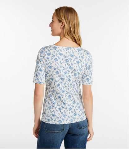 Women's Pima Cotton Tee, Soft Squareneck Elbow-Sleeve / L.L.Bean